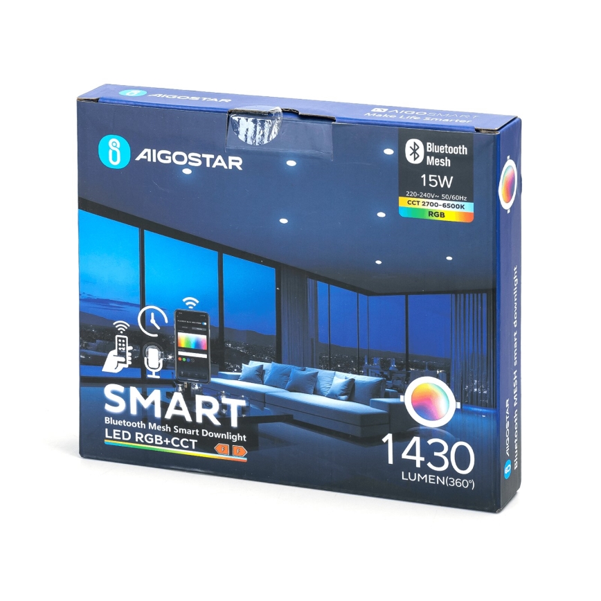 Aigostar - Spot encastrable RGBW à intensité variable MESH LED/15W/230V 2700-6500K d. 17 cm