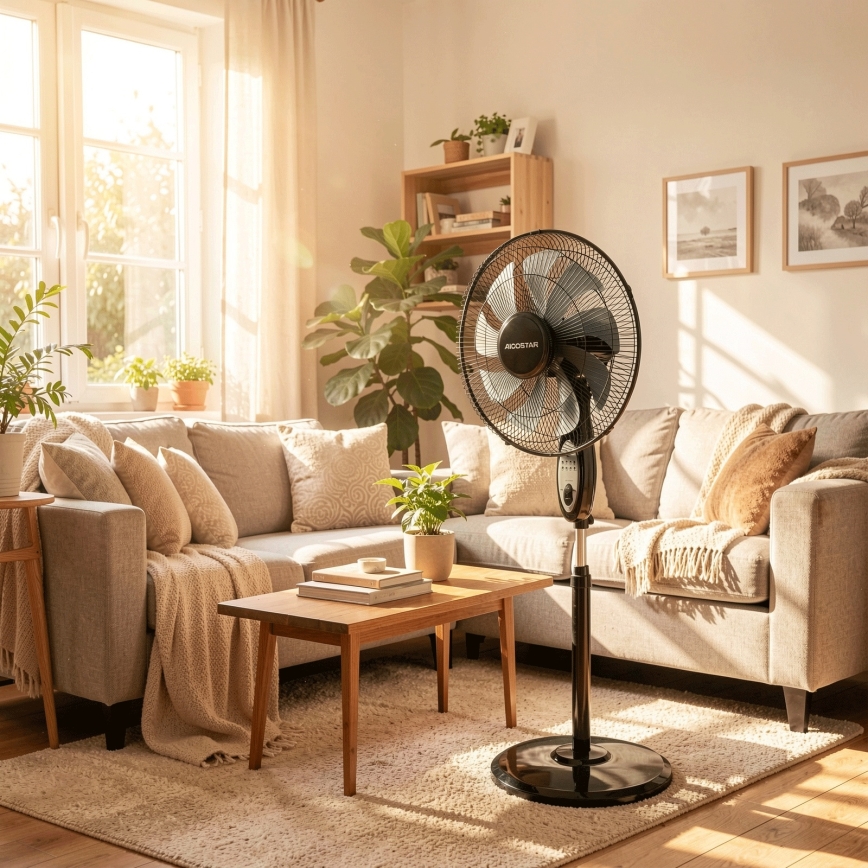 Aigostar - Standventilator 60W/230V 130 cm schwarz + Fernbedienung