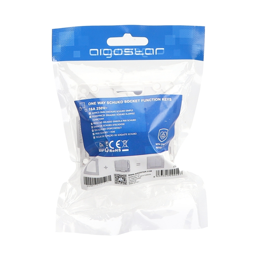 Aigostar - Steckdose ohne Rahmen SCHUKO 250V schwarz