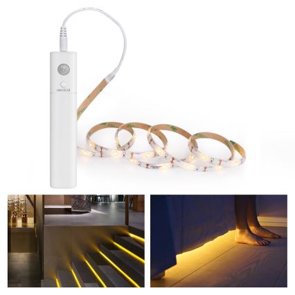 Aigostar - Striscia LED dimmerabile con sensore 1m LED/2W/4xAAA 3000K IP65