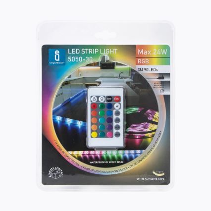 Aigostar - Striscia LED RGB Dimmerabile 3m LED/24W/12/230V IP65 + telecomando