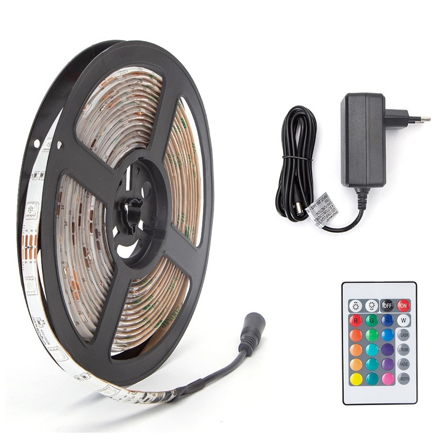 Aigostar - Striscia LED RGB Dimmerabile 5m LED/24W/12/230V IP65 + tc