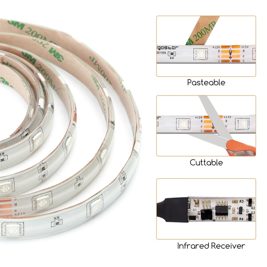 Aigostar - Striscia LED RGB Dimmerabile da esterno 3m LED/24W/12/230V IP65