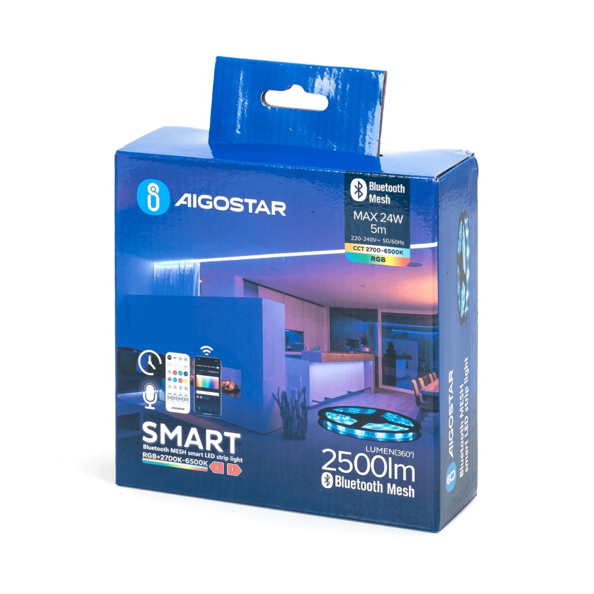 Aigostar - Striscia LED RGBW dimmerabile 5m MESH Smart LED/24W/230V 2700-6500K + telecomando