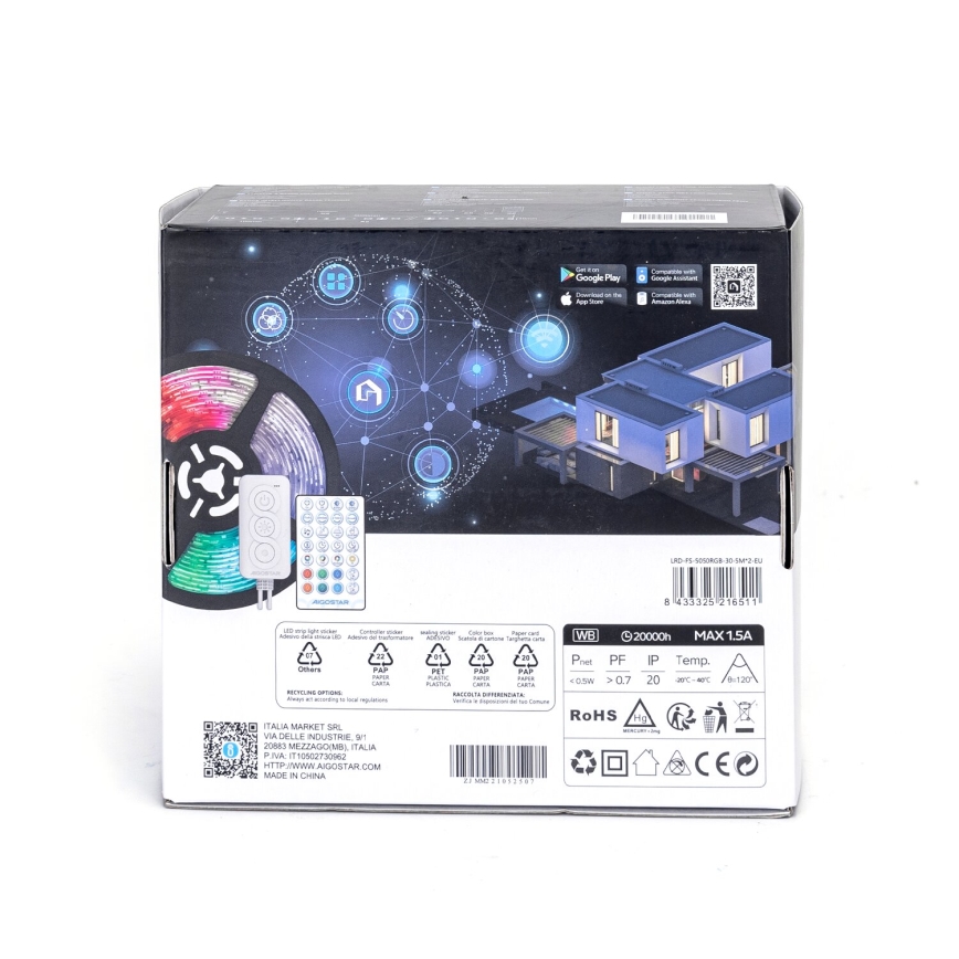 Aigostar - Striscia LED RGBW dimmerabile LED/18W/12V 2x5 m Wi-Fi