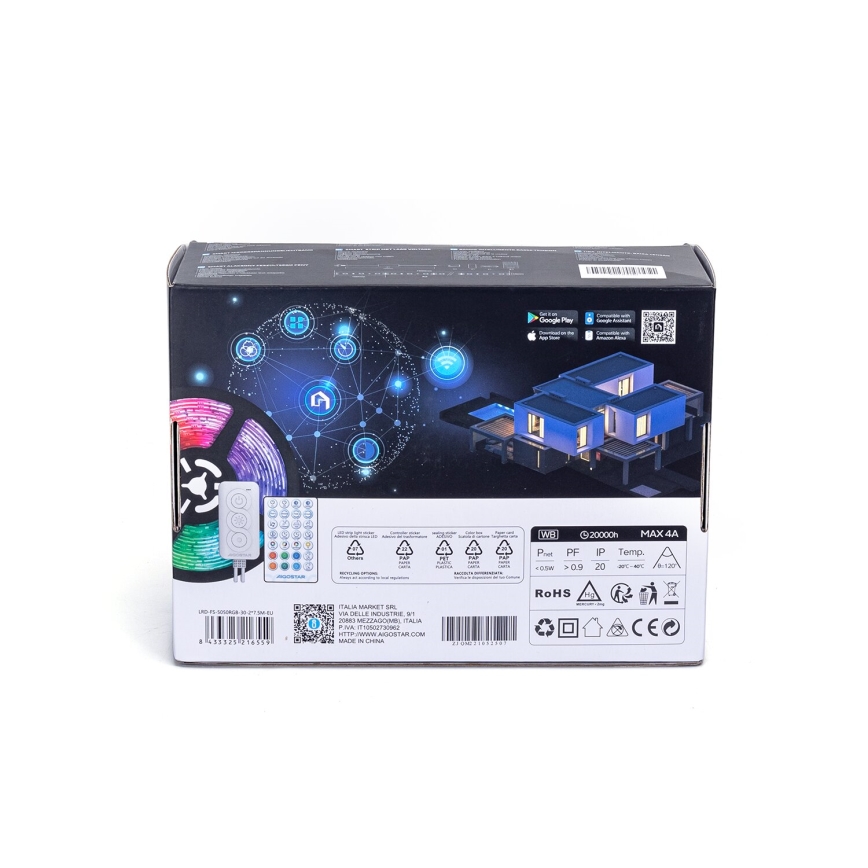 Aigostar - Striscia LED RGBW dimmerabile LED/48W/12V 2x7,5 m Wi-Fi
