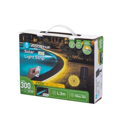 Aigostar - Striscia solare dimmerabile LED/1,6W/3,2V 3 m 2700K IP65 + telecomando