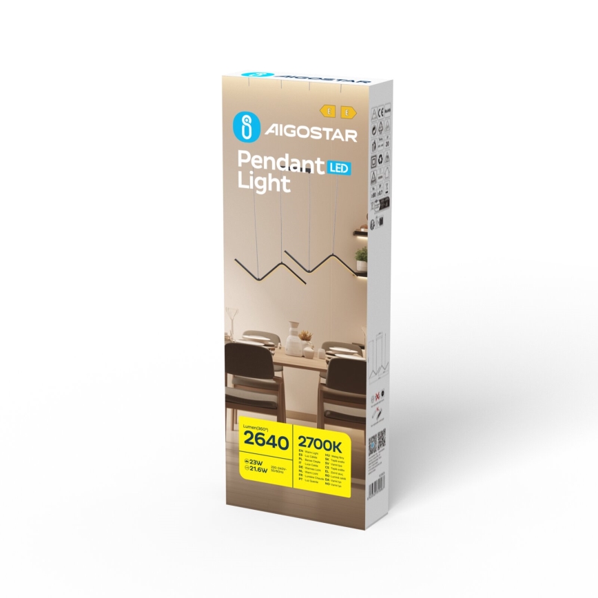 Aigostar - Suspension filaire LED/23W/230V 2700K
