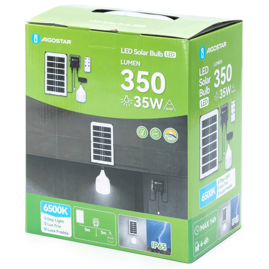 Aigostar - Suspension solaire LED/35W/12V 3000 mAh 6500K IP65 Ø 10 cm + télécommande