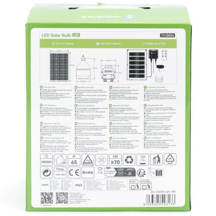 Aigostar - Suspension solaire LED/35W/12V 3000 mAh 6500K IP65 Ø 10 cm + télécommande