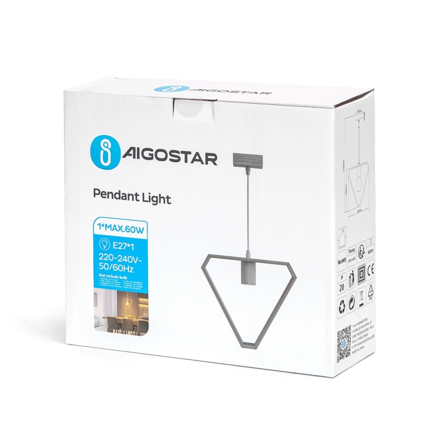 Aigostar - Suspension sur câble 1xE27/60W/230V beige
