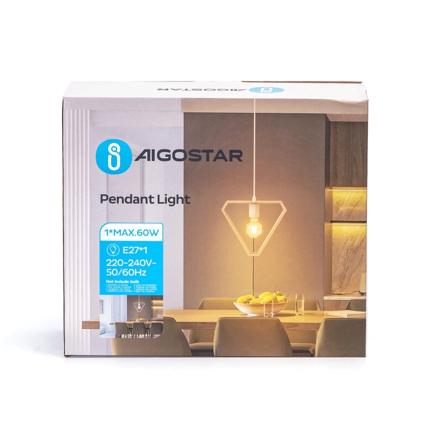 Aigostar - Suspension sur câble 1xE27/60W/230V beige