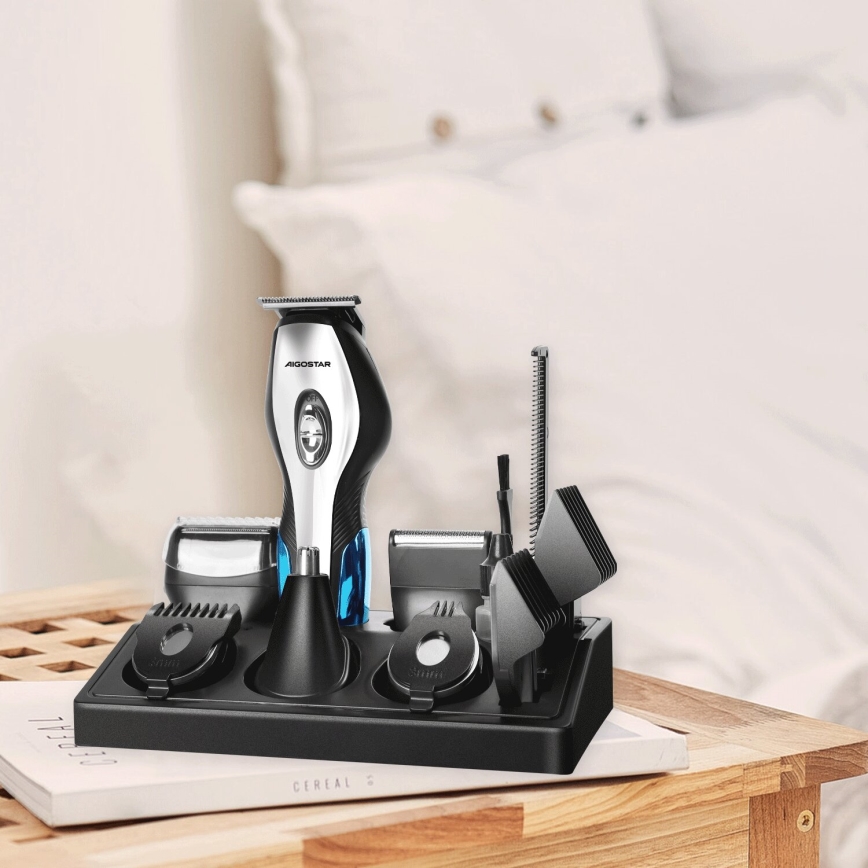 Aigostar - Tagliacapelli con accessori 6in1 5W/5V nero