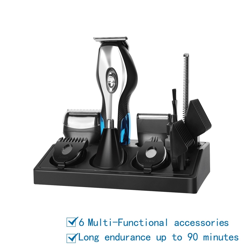 Aigostar - Tagliacapelli con accessori 6in1 5W/5V nero