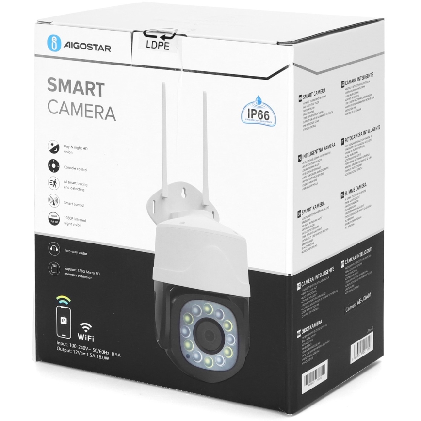 Aigostar - Telecamera smart per esterni 1080p 230V Wi-Fi IP66