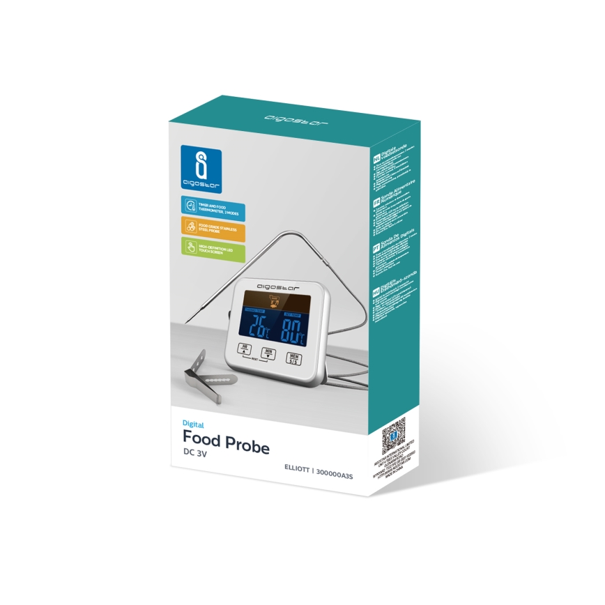 Aigostar - Thermomètre à viande avec écran LCD 0-250 °C 2xAAA