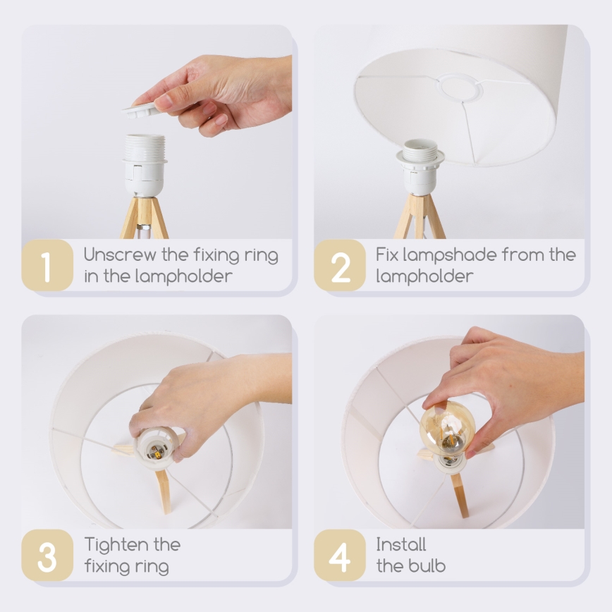 Aigostar - Tischlampe aus Kiefernholz 1xE27/60W/230V