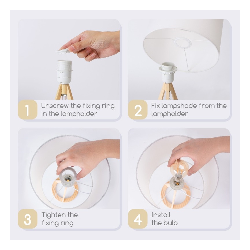 Aigostar - Tischleuchte aus Kiefernholz 1xE27/60W/230V