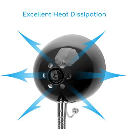 Aigostar -  Tischleuchte mit Klemme 1xE27/11W/230V schwarz/glänzendes Chrom