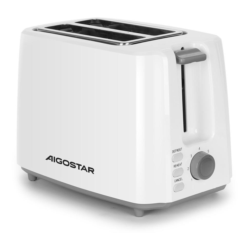 Aigostar - Toaster mit zwei Schlitzen 750W/230V weiß