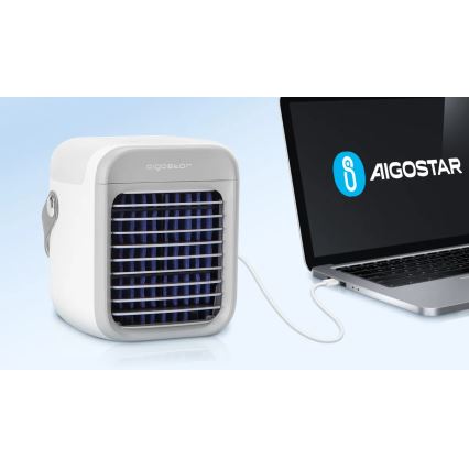 Aigostar - Tragbarer Luftkühler 8W/5V weiß