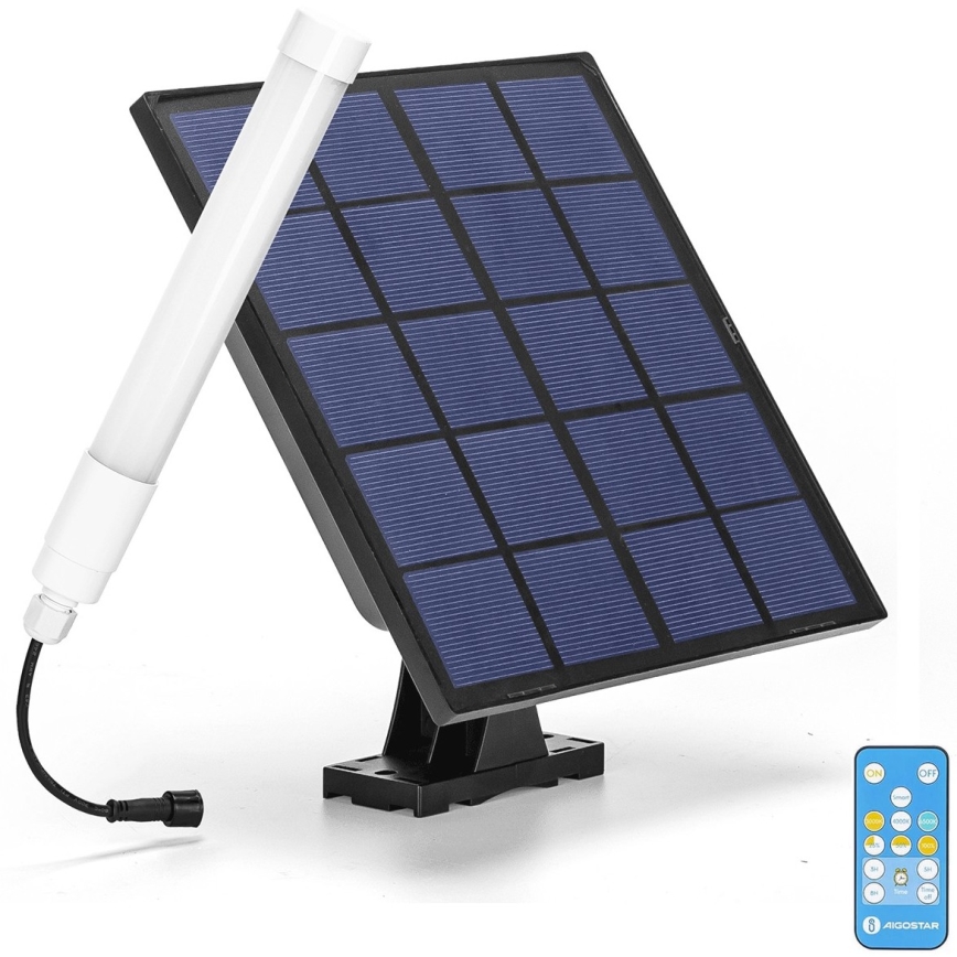 Aigostar - Tube à intensité variable avec panneau solaire LED/3,2V 3000K/4000K/6500K IP65 5000 mAh + Télécommande