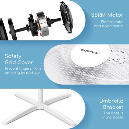 Aigostar - Turmventilator 40W/230V 120 cm weiß