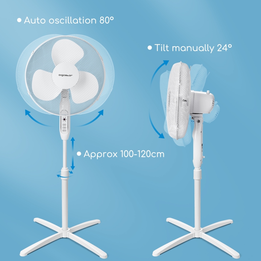 Aigostar - Turmventilator 40W/230V 120 cm weiß