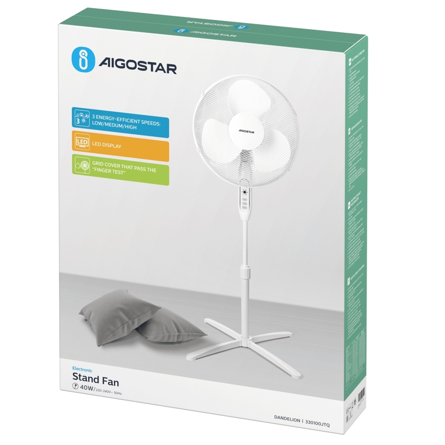 Aigostar - Turmventilator 40W/230V 120 cm weiß