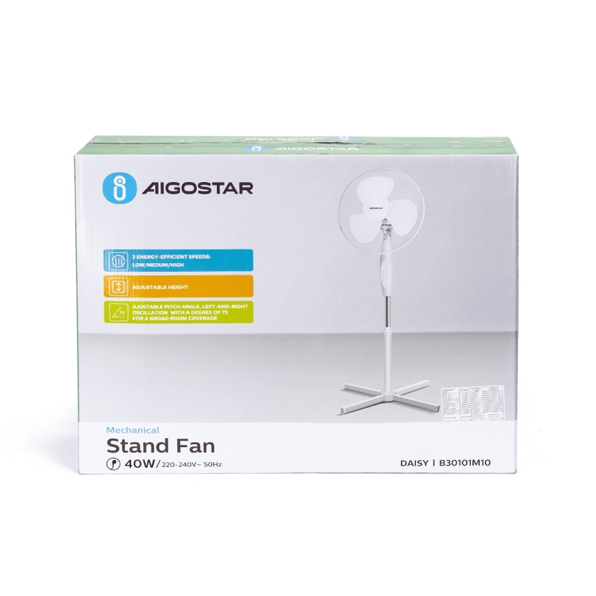 Aigostar - Turmventilator 45W/230V 125 cm weiß