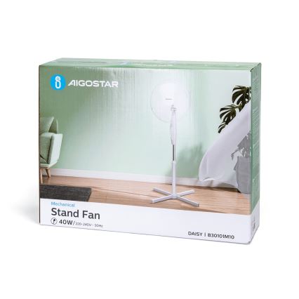 Aigostar - Turmventilator 45W/230V 125 cm weiß