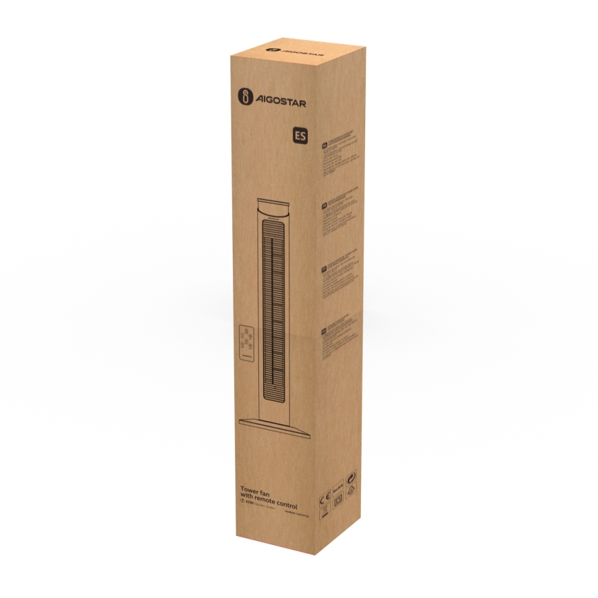 Aigostar - Turmventilator 45W/230V schwarz + FB