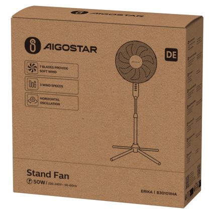 Aigostar - Turmventilator 50W/230V 120 cm weiß