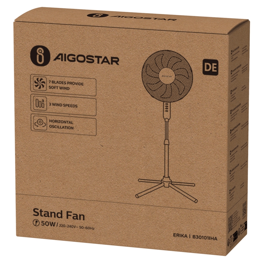 Aigostar - Turmventilator 50W/230V 120 cm weiß