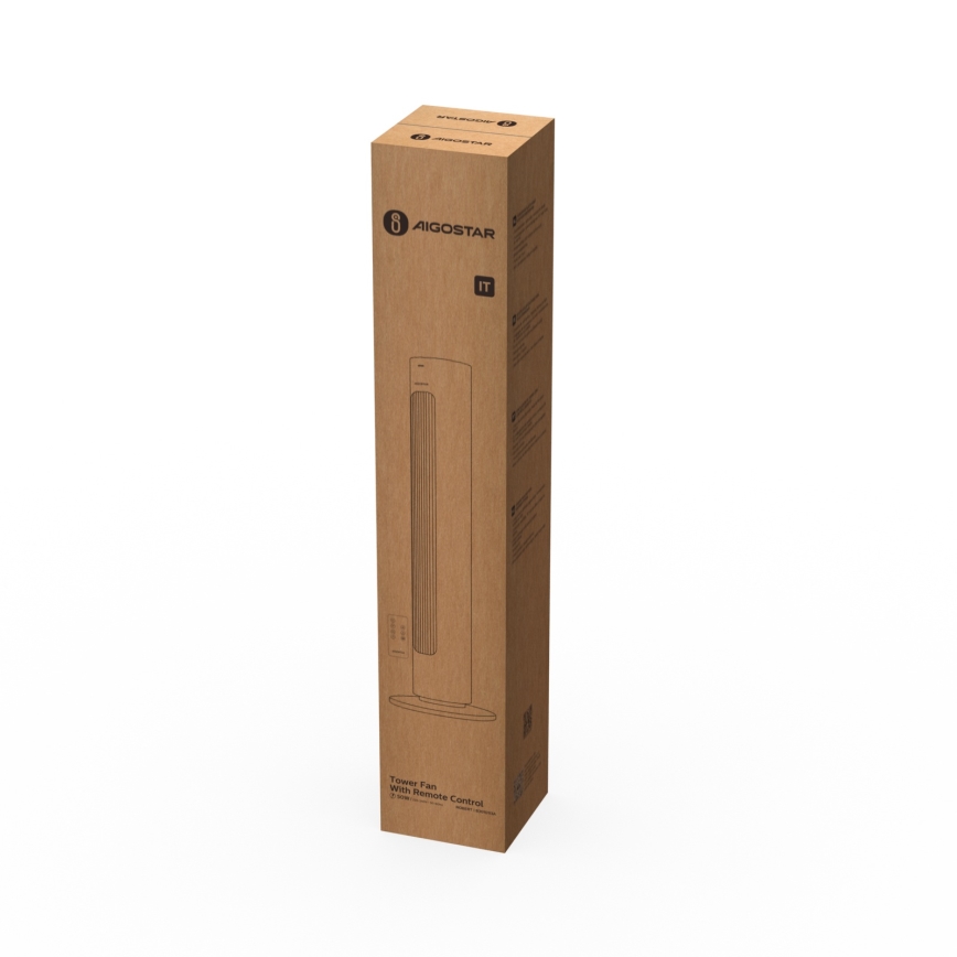Aigostar - Turmventilator 50W/230V weiß + Fernbedienung