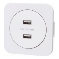 Aigostar - USB-Lade-Steckdose mit Rahmen, 2x USB-A, weiß