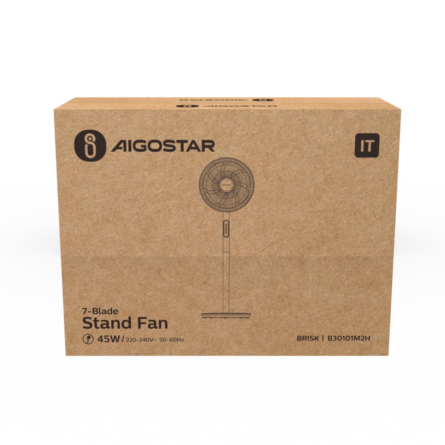 Aigostar - Ventilateur colonne 45W/230V 110 cm blanc