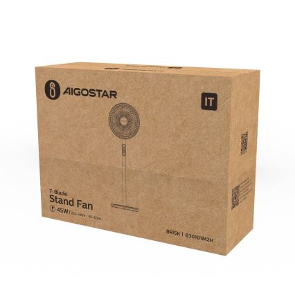 Aigostar - Ventilateur colonne 45W/230V 110 cm blanc