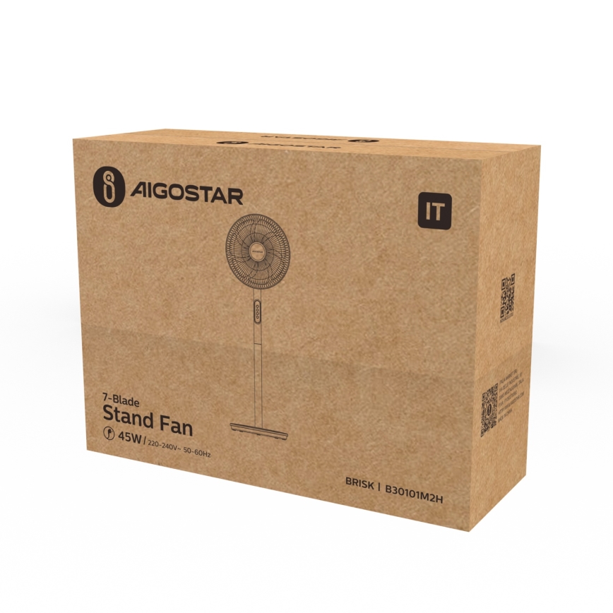 Aigostar - Ventilateur colonne 45W/230V 110 cm blanc