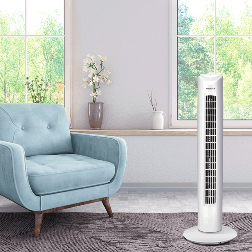 Aigostar - Ventilateur colonne 45W/230V blanc