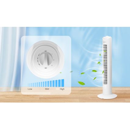 Aigostar - Ventilateur colonne 45W/230V blanc