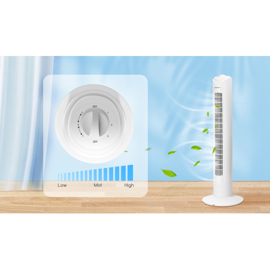 Aigostar - Ventilateur colonne 45W/230V blanc