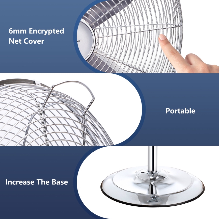 Aigostar - Ventilateur colonne 50W/230V 44,8 cm chrome brillant