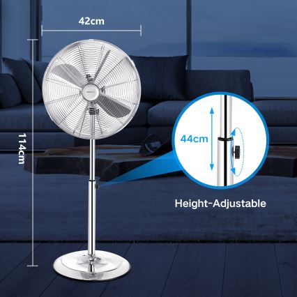 Aigostar - Ventilateur colonne 50W/230V 44,8 cm chrome brillant