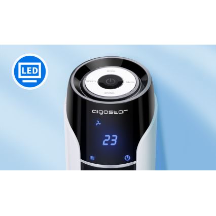 Aigostar - Ventilateur colonne 50W/230V noir/blanc + télécommande