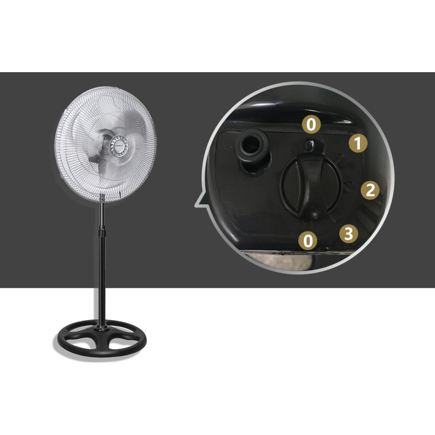 Aigostar - Ventilateur colonne 55W/230V chrome brillant/noir