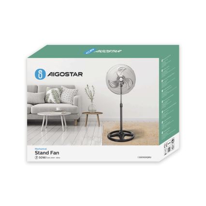 Aigostar - Ventilateur colonne 55W/230V chrome brillant/noir