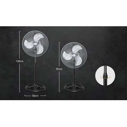 Aigostar - Ventilateur colonne 55W/230V chrome brillant/noir