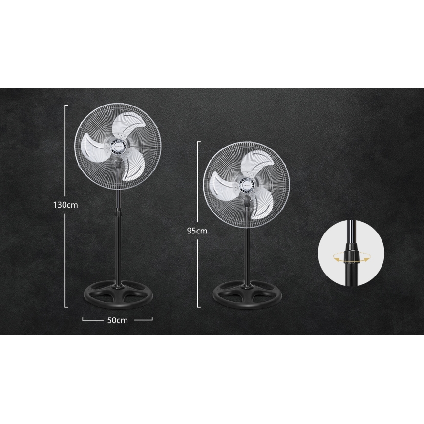 Aigostar - Ventilateur colonne 55W/230V chrome brillant/noir