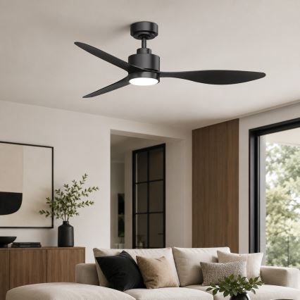 Aigostar - Ventilateur de plafond à intensité variable LED/20W/230V 2700-6500K 132cm noir + télécommande